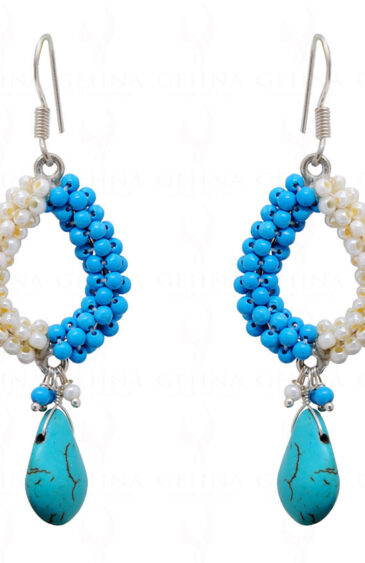 Pearl & Turquoise Bead Earrings ES-1748