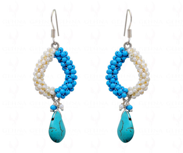 Pearl & Turquoise Bead Earrings ES-1748