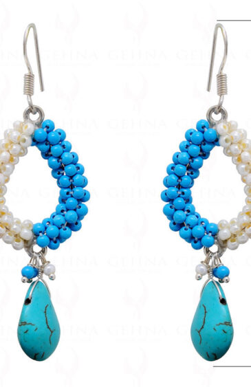 Pearl & Turquoise Bead Earrings ES-1748