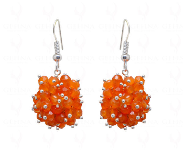 Carnelian Gemstone Faceted Bead Ball Shape Earrings  ES-1752