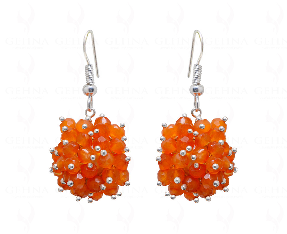 Carnelian Gemstone Faceted Bead Ball Shape Earrings  ES-1752