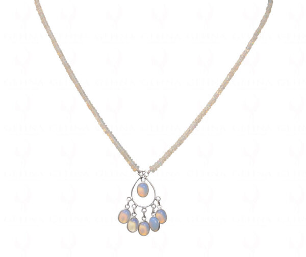 White Opal gemstone studded With Round Shaped Necklace NS-1752