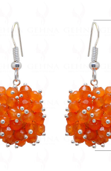 Carnelian Gemstone Faceted Bead Ball Shape Earrings  ES-1752