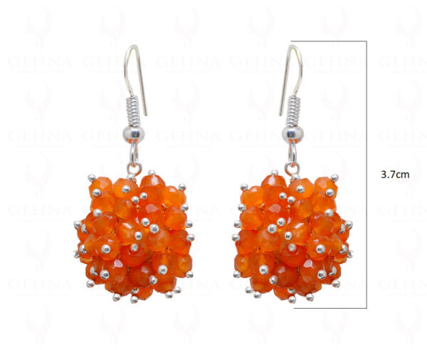 Carnelian Gemstone Faceted Bead Ball Shape Earrings  ES-1752