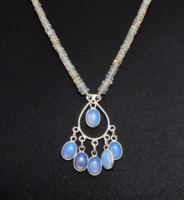 White Opal gemstone studded With Round Shaped Necklace NS-1752