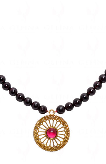 Spinel & Red Garnet Studded Round Shaped Necklace NS-1753