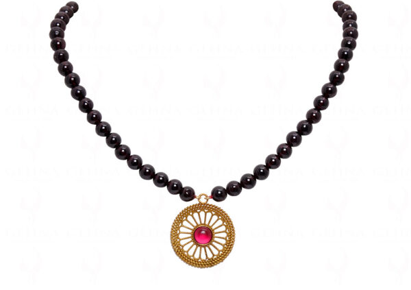 Spinel & Red Garnet Studded Round Shaped Necklace NS-1753