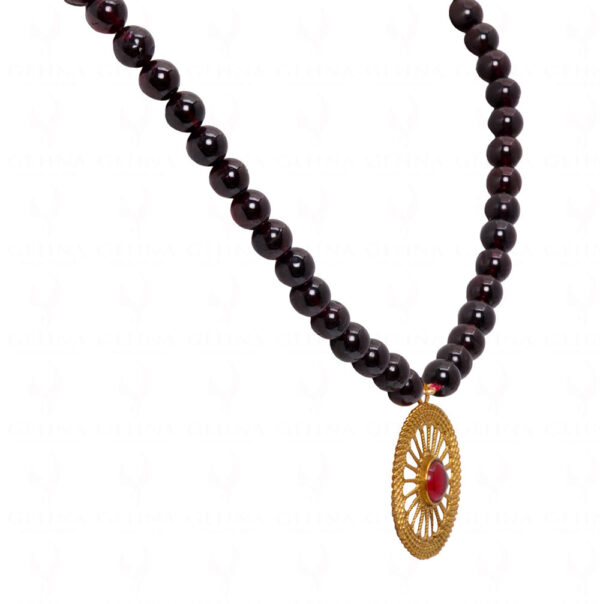Spinel & Red Garnet Studded Round Shaped Necklace NS-1753
