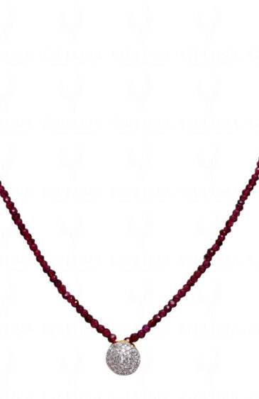 Red Garnet Faceted Beads With White Topaz Studded Necklace NS-1754