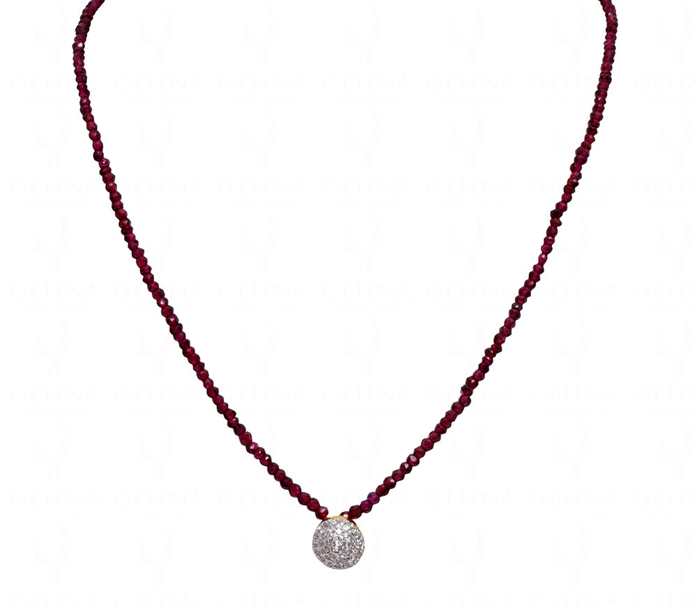 Red Garnet Faceted Beads With White Topaz Studded Necklace NS-1754