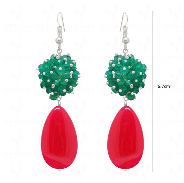 Green Onyx & Pink Chalcedony Gemstone Bead Earrings  ES-1754