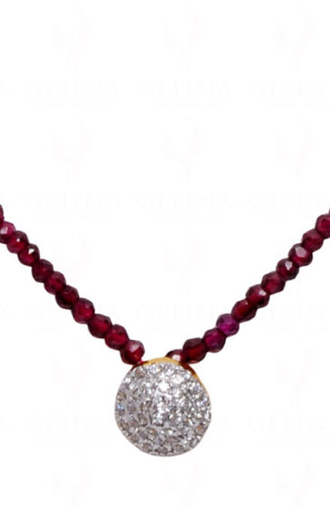 Red Garnet Faceted Beads With White Topaz Studded Necklace NS-1754
