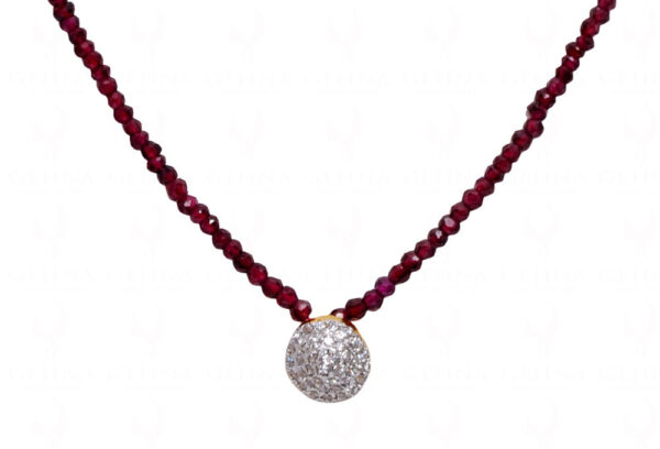 Red Garnet Faceted Beads With White Topaz Studded Necklace NS-1754