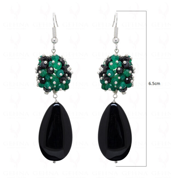 Green & Black Onyx Gemstone Ball Shape Earrings ES-1756