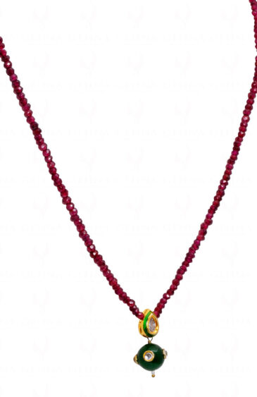 red garnet faceted beads with green topaz studded onyx ball Necklace NS-1756