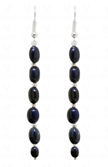 Natural Blue Sapphire Gemstone Bead Earrings ES-1757