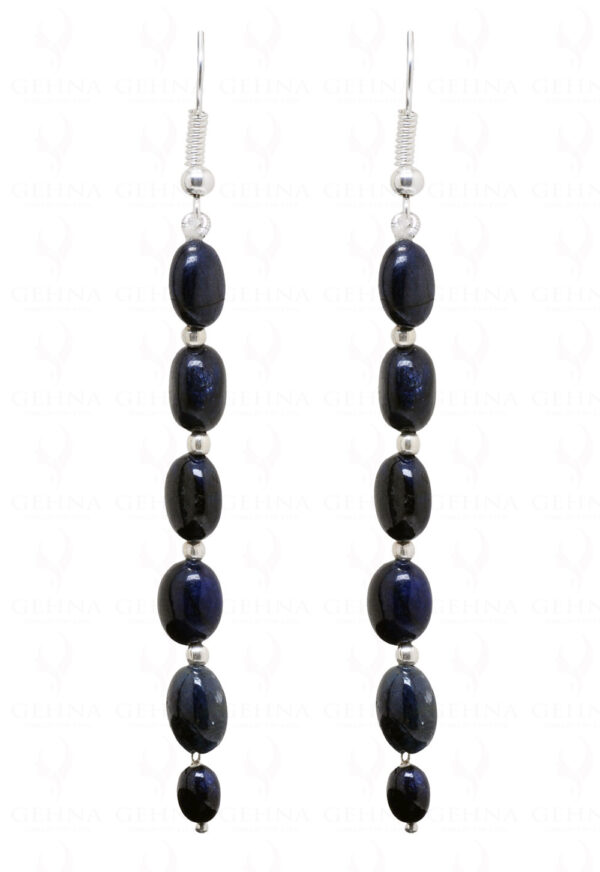 Natural Blue Sapphire Gemstone Bead Earrings ES-1757