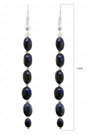 Natural Blue Sapphire Gemstone Bead Earrings ES-1757