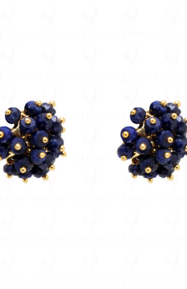 African Blue Sapphire Gemstone Faceted Bead Earrings ES-1759
