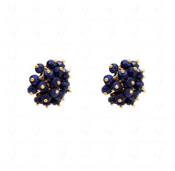 African Blue Sapphire Gemstone Faceted Bead Earrings ES-1759