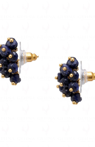 African Blue Sapphire Gemstone Faceted Bead Earrings ES-1759