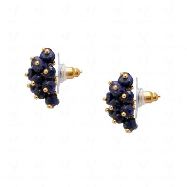 African Blue Sapphire Gemstone Faceted Bead Earrings ES-1759