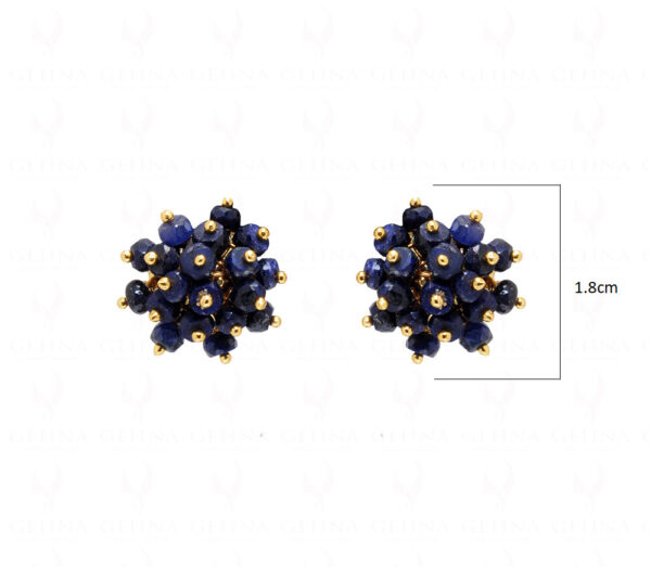 African Blue Sapphire Gemstone Faceted Bead Earrings ES-1759