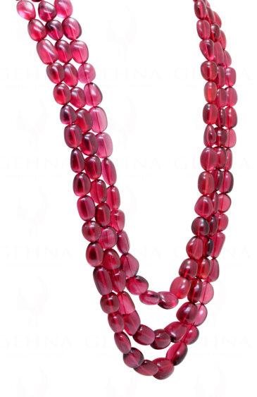 3 Rows of pink Tourmaline gemstone beads tumble shaped necklace NS-1760