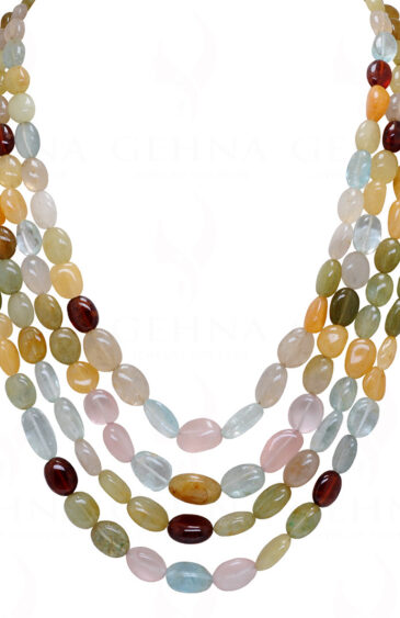 4 Layer Multi Color Aquamarine Gemstone Necklace NS-1761