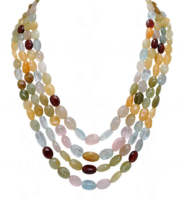 4 Layer Multi Color Aquamarine Gemstone Necklace NS-1761