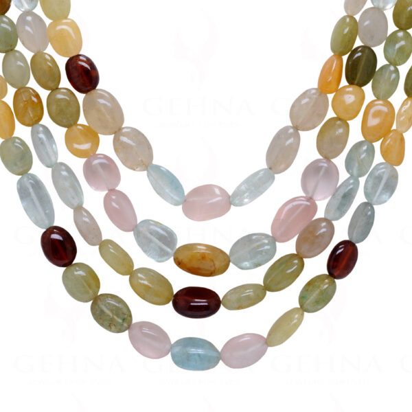 4 Layer Multi Color Aquamarine Gemstone Necklace NS-1761