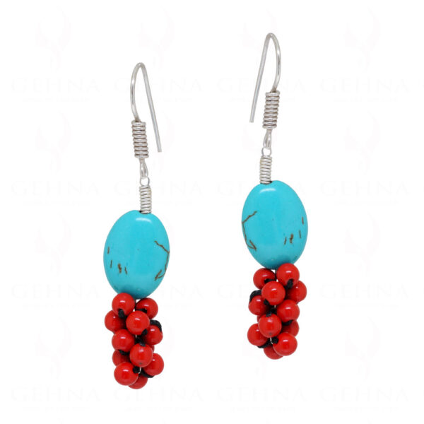 Turquoise & Red Jasper Stone Bead Earrings ES-1762