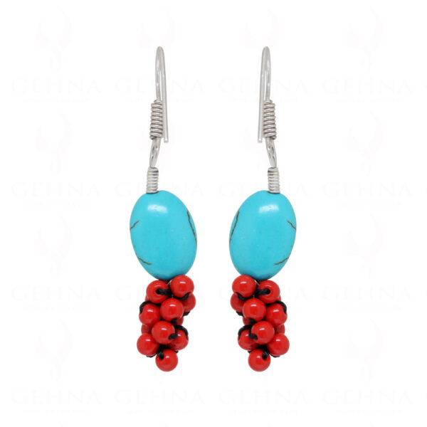 Turquoise & Red Jasper Stone Bead Earrings ES-1762