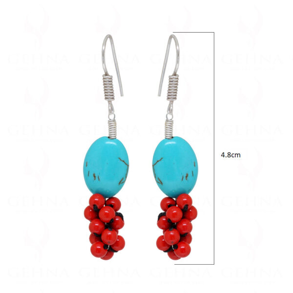 Turquoise & Red Jasper Stone Bead Earrings ES-1762