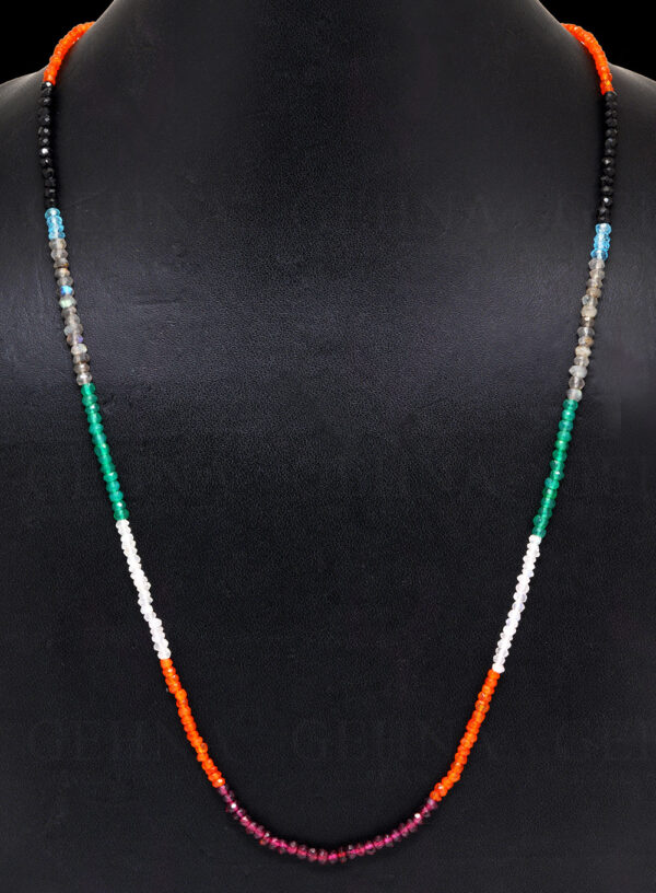 Ruby, Carlenian & multicolor gemstones faceted Beaded necklace NS-1762