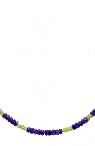 Amethyst & Peridot Gemstone Round Shaped Bead Necklace NS-1763