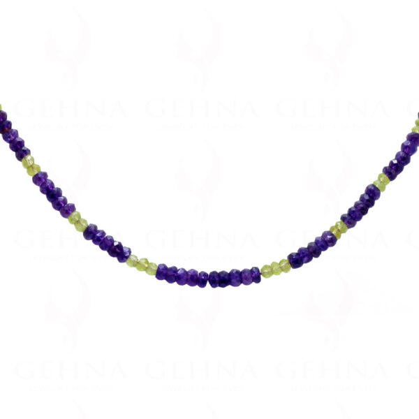 Amethyst & Peridot Gemstone Round Shaped Bead Necklace NS-1763