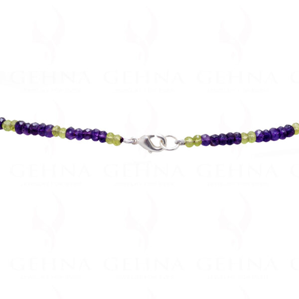 Amethyst & Peridot Gemstone Round Shaped Bead Necklace NS-1763