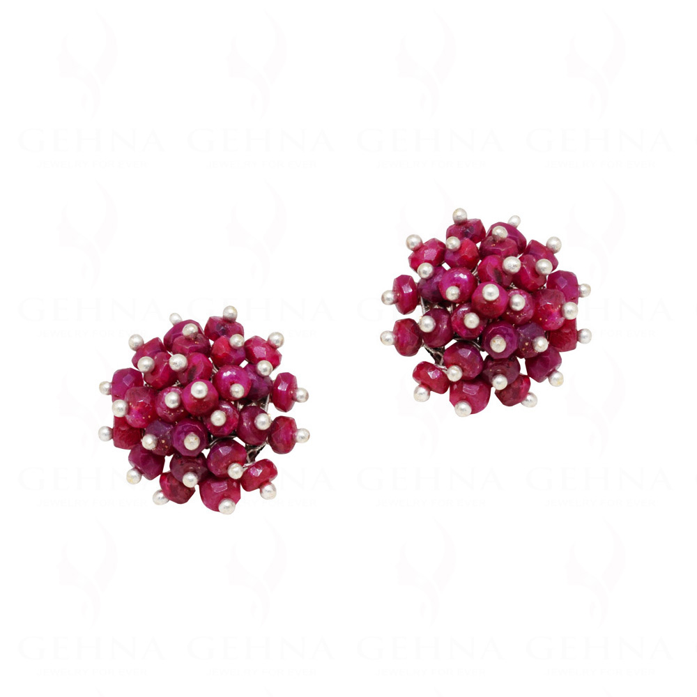 Ruby Gemstone Faceted Beads Earrings ES-1764