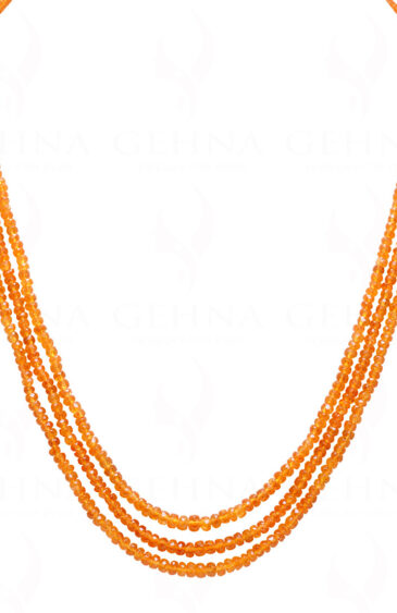 3 Rows Necklace Of Mandarin Garnet Bead Necklace  NS-1764