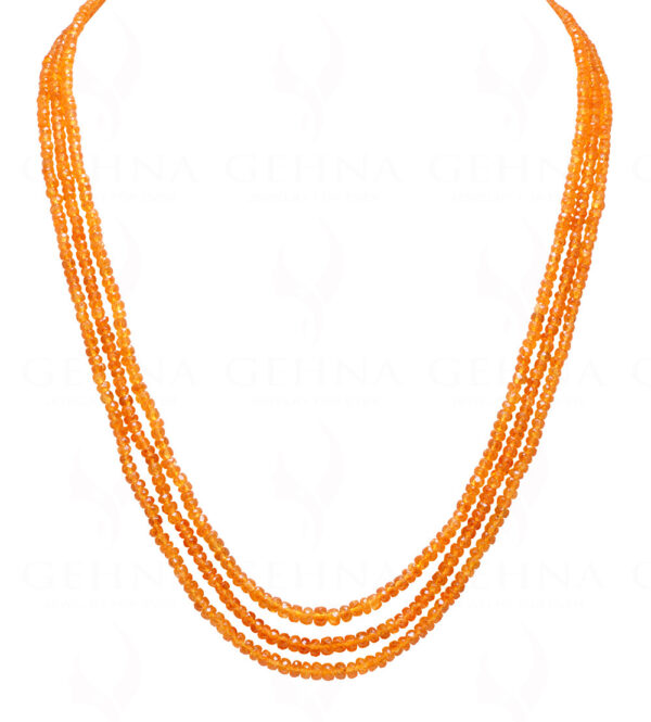 3 Rows Necklace Of Mandarin Garnet Bead Necklace  NS-1764