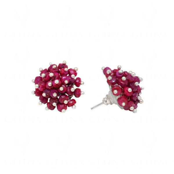 Ruby Gemstone Faceted Beads Earrings ES-1764