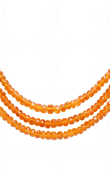 3 Rows Necklace Of Mandarin Garnet Bead Necklace  NS-1764