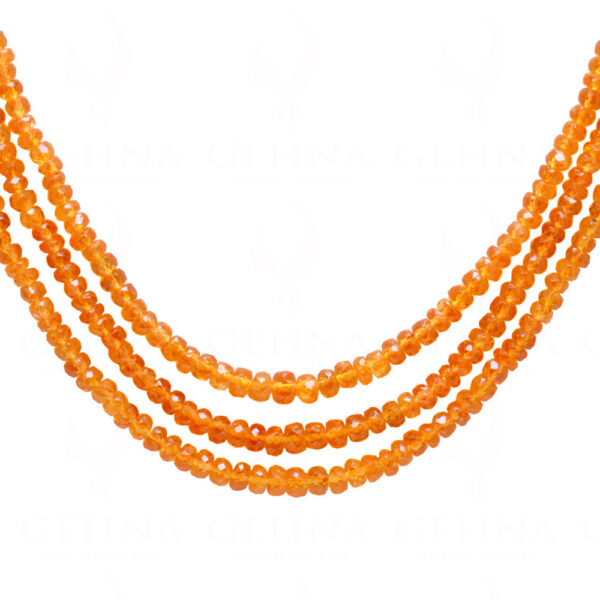 3 Rows Necklace Of Mandarin Garnet Bead Necklace  NS-1764