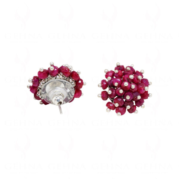 Ruby Gemstone Faceted Beads Earrings ES-1764