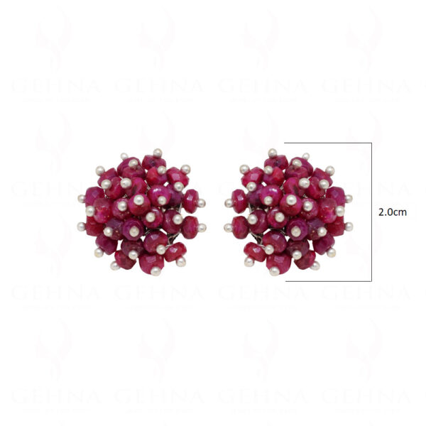 Ruby Gemstone Faceted Beads Earrings ES-1764