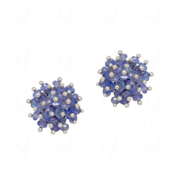 Natural Blue Sapphire Gemstone Faceted Beads Earrings ES-1766