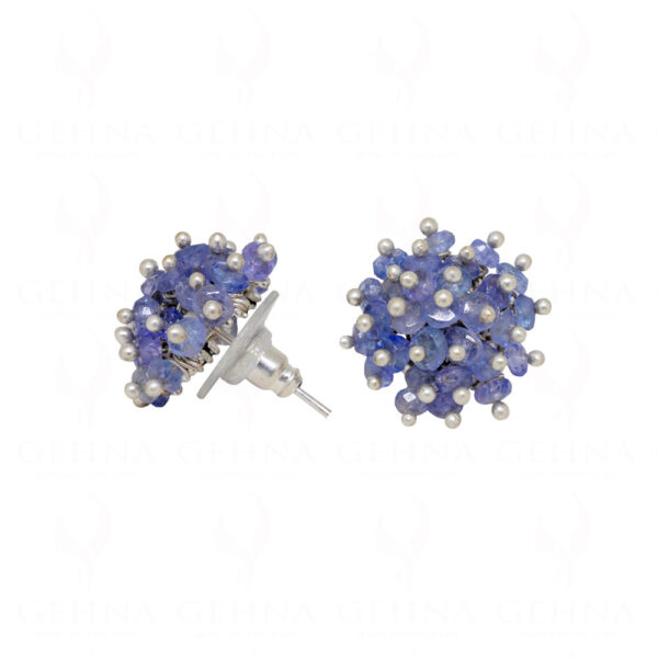 Natural Blue Sapphire Gemstone Faceted Beads Earrings ES-1766