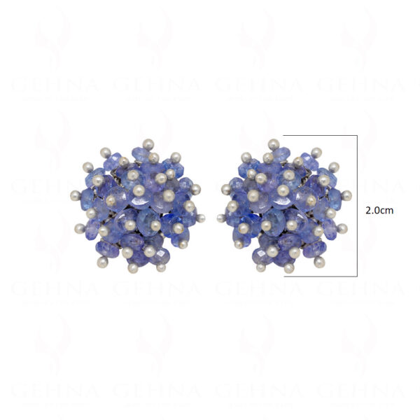 Natural Blue Sapphire Gemstone Faceted Beads Earrings ES-1766