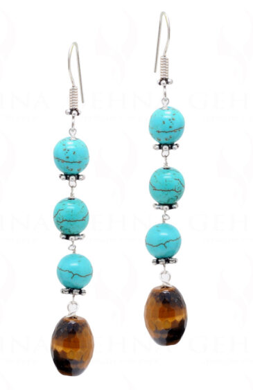 Tiger-Eye & Turquoise Gemstone Bead Earrings ES-1767